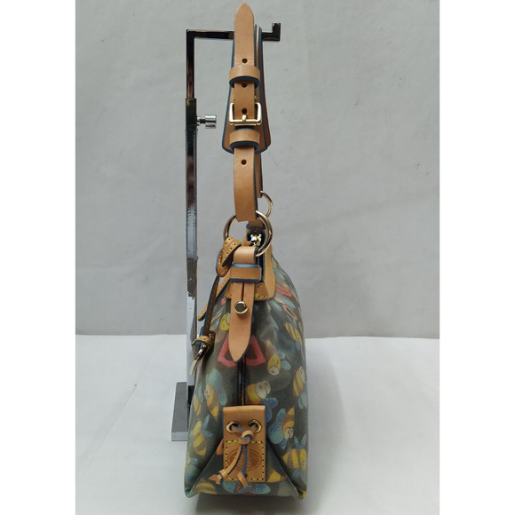 Dooney & Bourke Multicolor Bees Coated Canvas Leather Trim Hobo Shoulder Bag - Picture 5 of 16